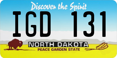 ND license plate IGD131