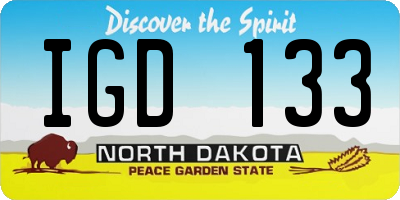 ND license plate IGD133