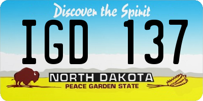 ND license plate IGD137