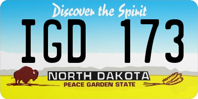 ND license plate IGD173