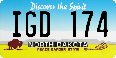 ND license plate IGD174