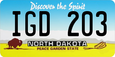 ND license plate IGD203