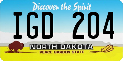ND license plate IGD204
