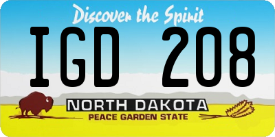 ND license plate IGD208