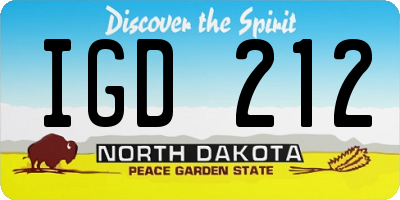 ND license plate IGD212
