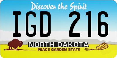 ND license plate IGD216