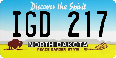 ND license plate IGD217