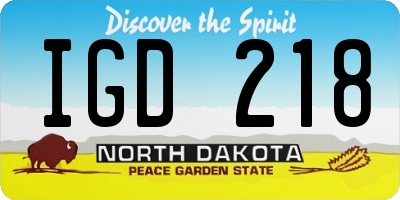 ND license plate IGD218