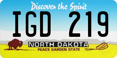 ND license plate IGD219