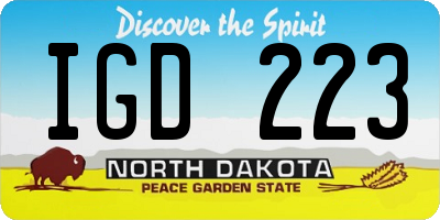 ND license plate IGD223