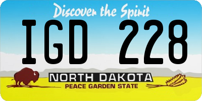 ND license plate IGD228