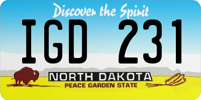 ND license plate IGD231