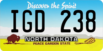 ND license plate IGD238