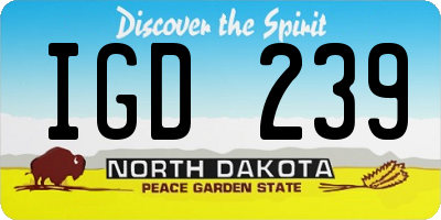 ND license plate IGD239