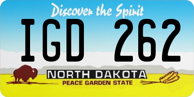 ND license plate IGD262