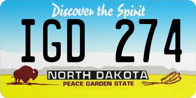 ND license plate IGD274