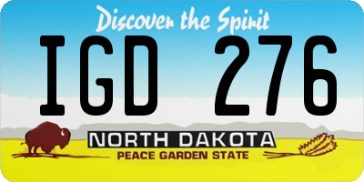 ND license plate IGD276