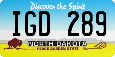 ND license plate IGD289