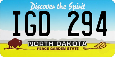 ND license plate IGD294