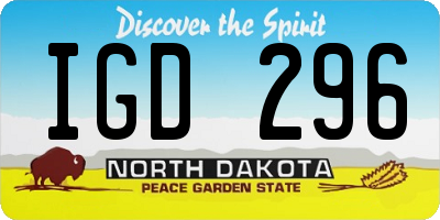 ND license plate IGD296