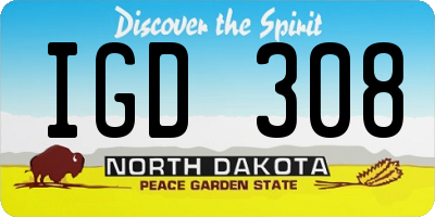 ND license plate IGD308