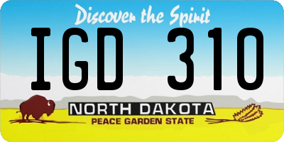 ND license plate IGD310