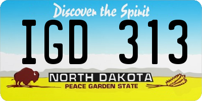 ND license plate IGD313