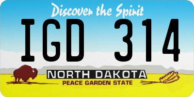 ND license plate IGD314