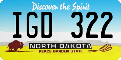 ND license plate IGD322