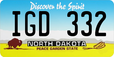 ND license plate IGD332