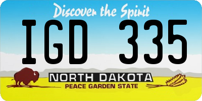 ND license plate IGD335