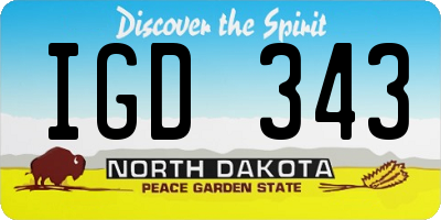 ND license plate IGD343
