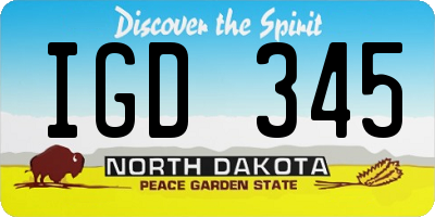 ND license plate IGD345