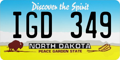 ND license plate IGD349