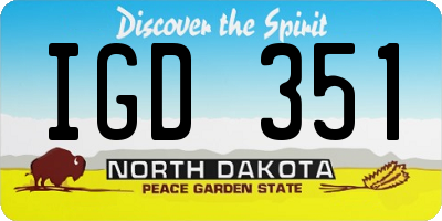 ND license plate IGD351