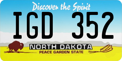 ND license plate IGD352