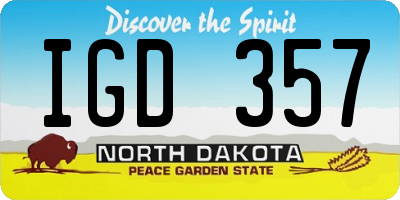 ND license plate IGD357