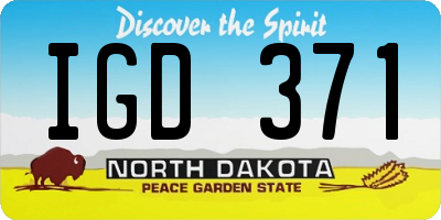 ND license plate IGD371