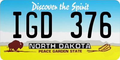 ND license plate IGD376