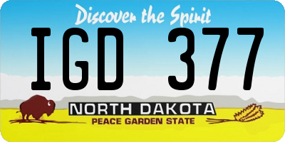 ND license plate IGD377