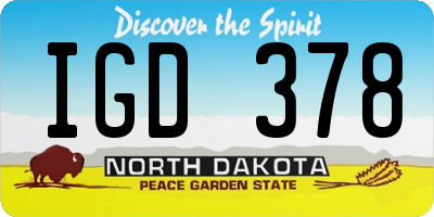 ND license plate IGD378