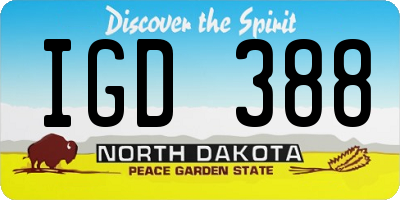 ND license plate IGD388