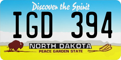 ND license plate IGD394