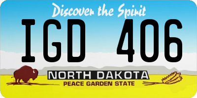 ND license plate IGD406