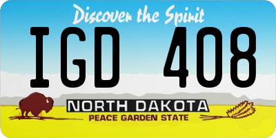 ND license plate IGD408