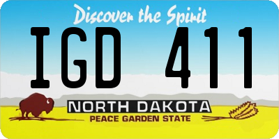 ND license plate IGD411