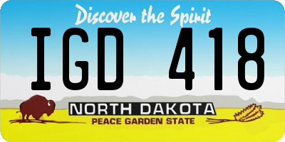 ND license plate IGD418