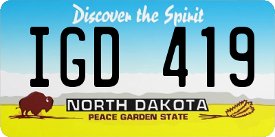 ND license plate IGD419