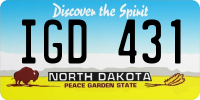 ND license plate IGD431