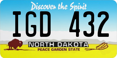 ND license plate IGD432